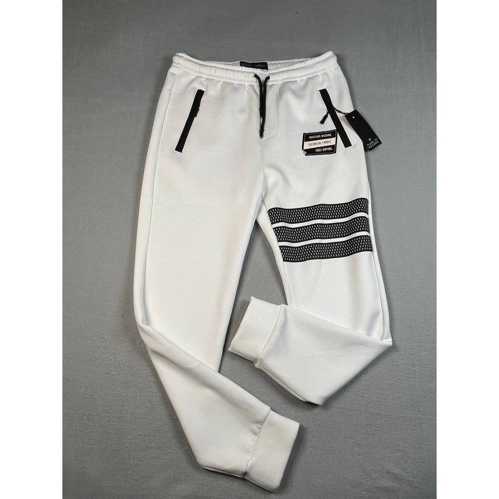 Public‎ Record Men White Athletic Track Pant Small Standard Fit Moisture Wicking